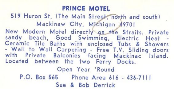 Super 8 by Wyndham Mackinaw  (Prince Timoa, Prince Motel) - Old Postcard